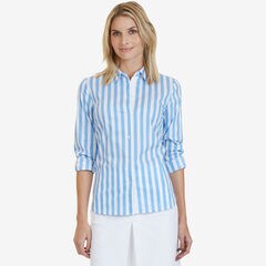 Striped Classic Fit Perfect Button-Down Shirt,Ballard Blue,large