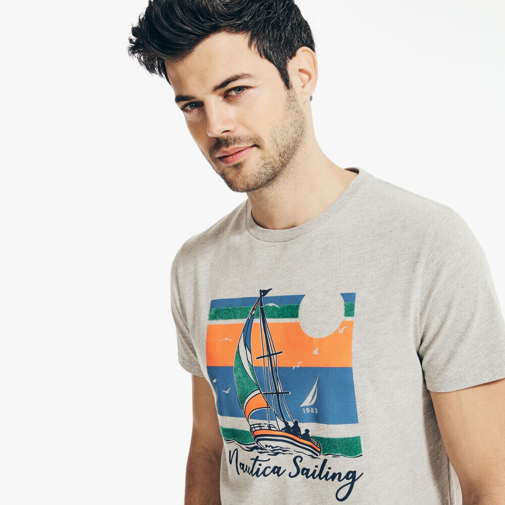 NAUTICA SAILING GRAPHIC T-SHIRT,Grey Heather,large