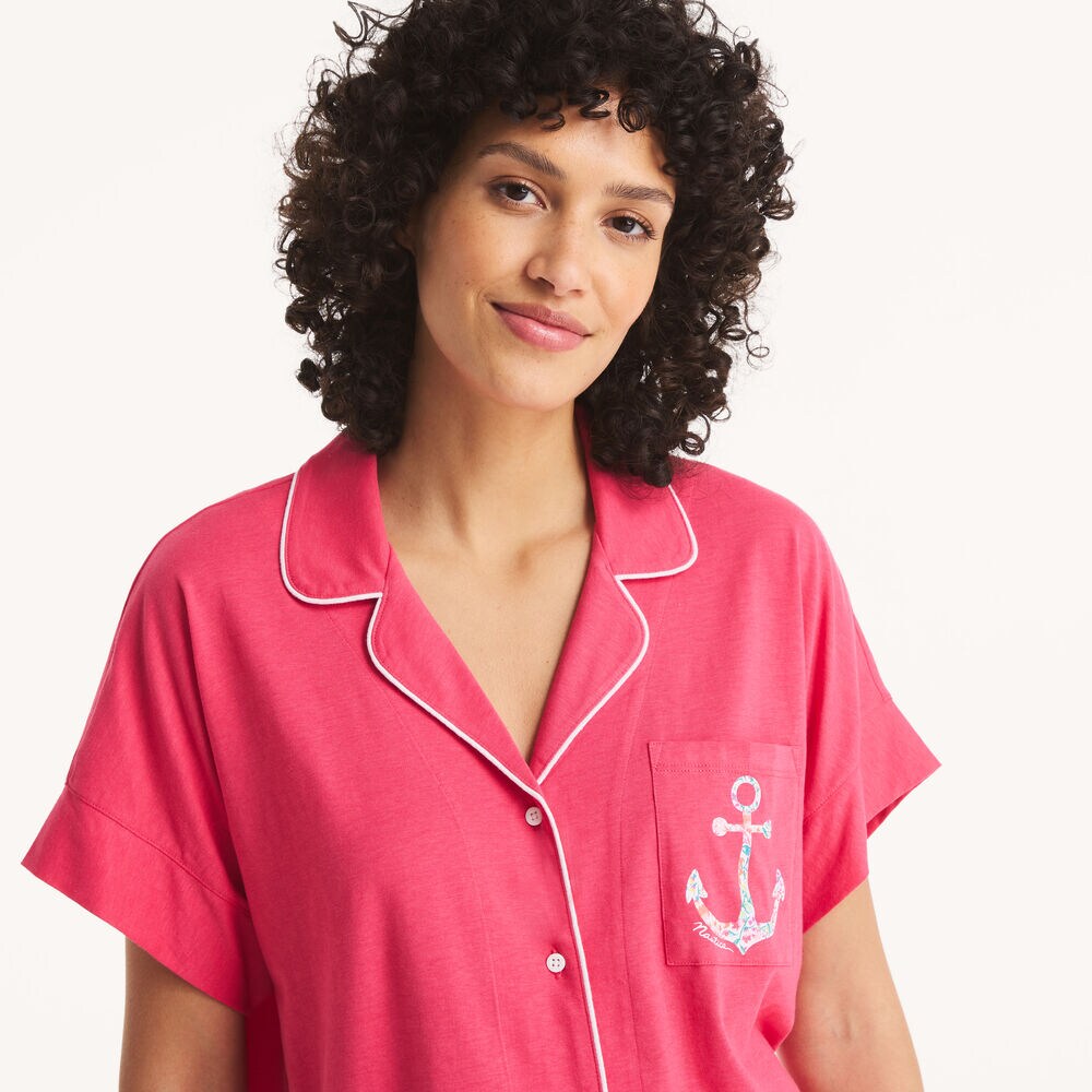 Cropped Pajama Pant Set,Fancytail Fuschia,large