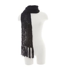 Cozy Boucle Knit scarf,True Black,large