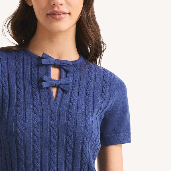 Cable-Knit Short-Sleeve Sweater