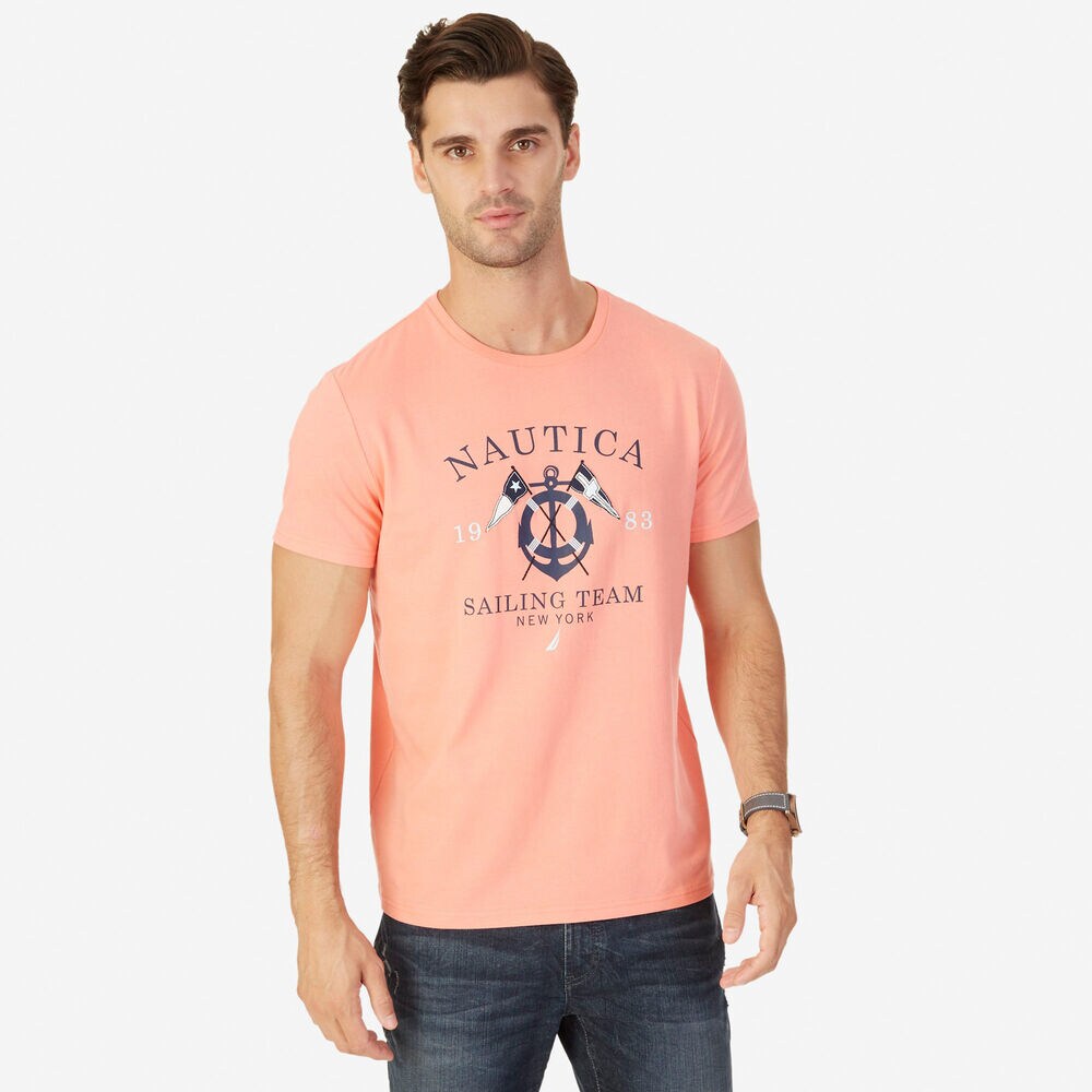  Big & Tall Sailing Graphic T-Shirt,Pale Coral,large