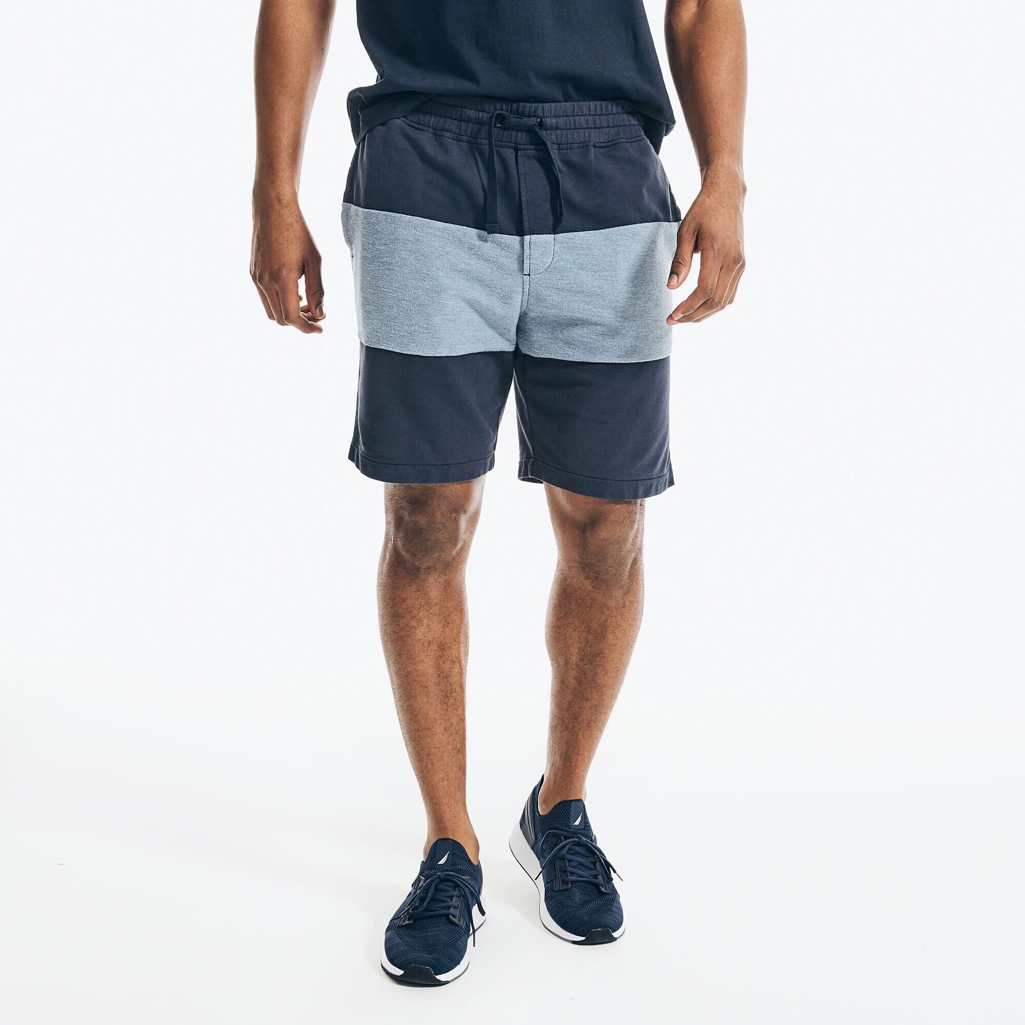 9" COLORBLOCK FRENCH TERRY SHORT,Navy,large