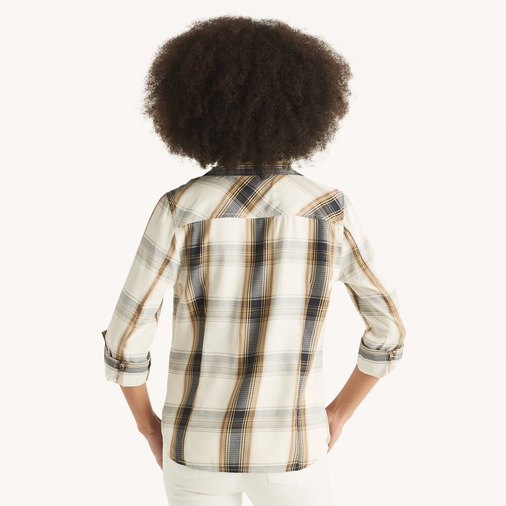 Plaid Button-Down Shirt,Coastal Tan,large