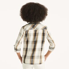 Plaid Button-Down Shirt,Coastal Tan,large