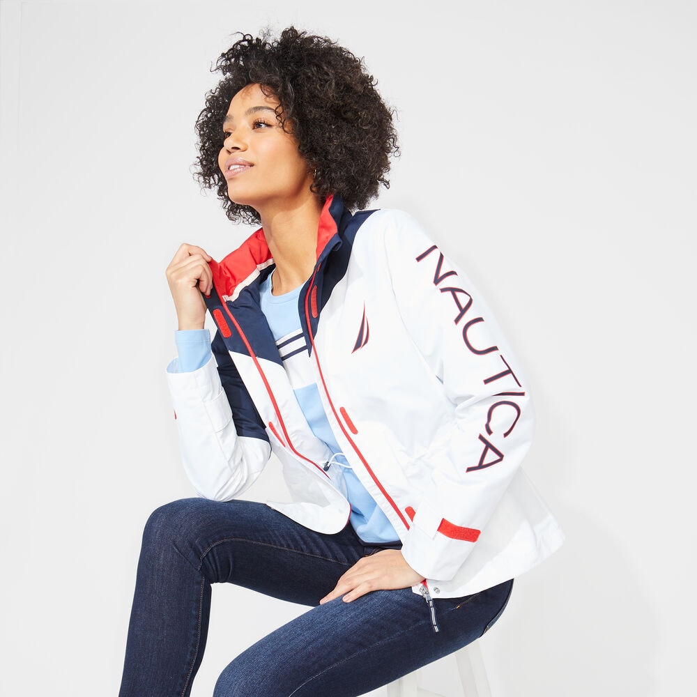 COLORBLOCK HOODED JACKET,Bright White,large