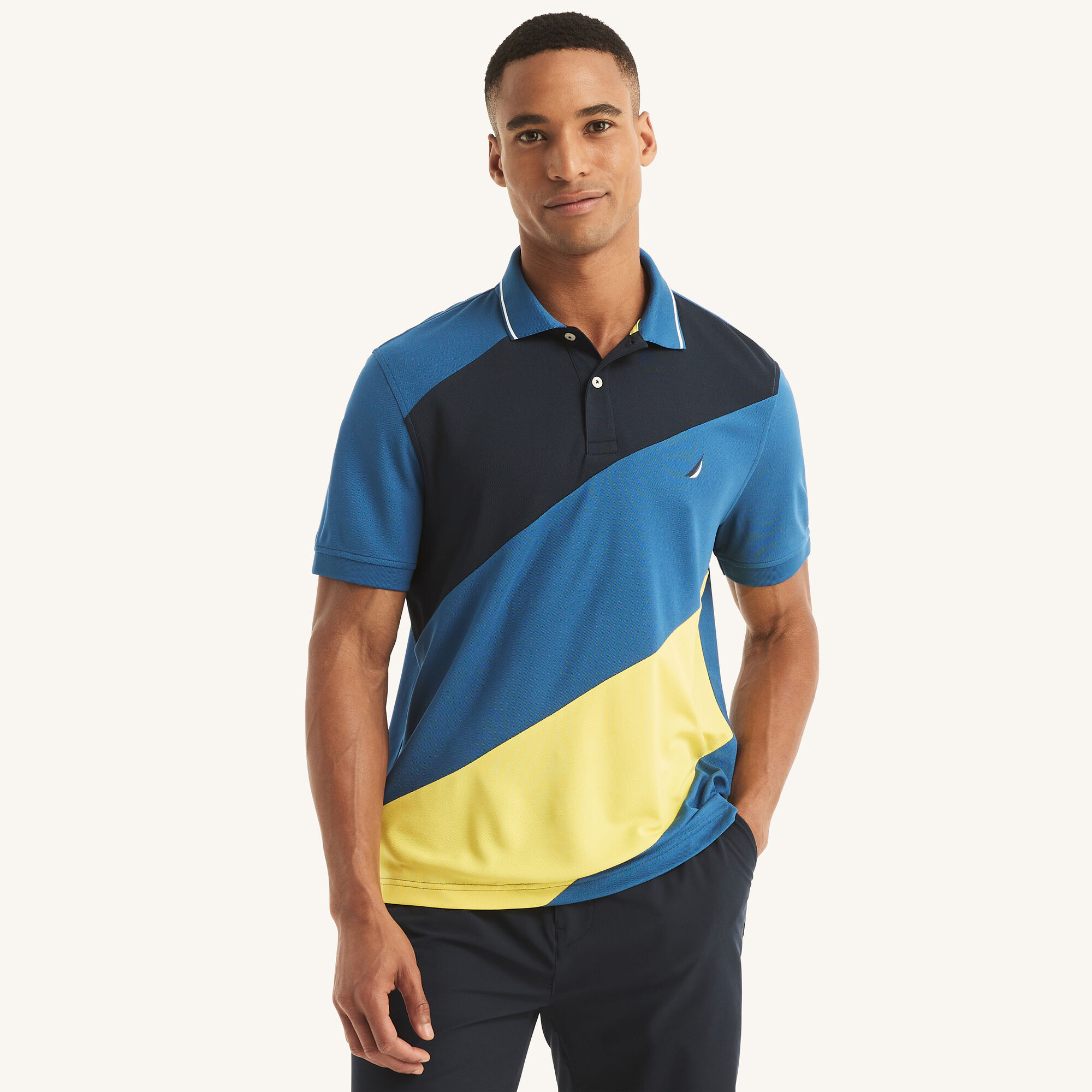 Navtech Colorblock Classic Fit Polo,Windsurf Blue,large