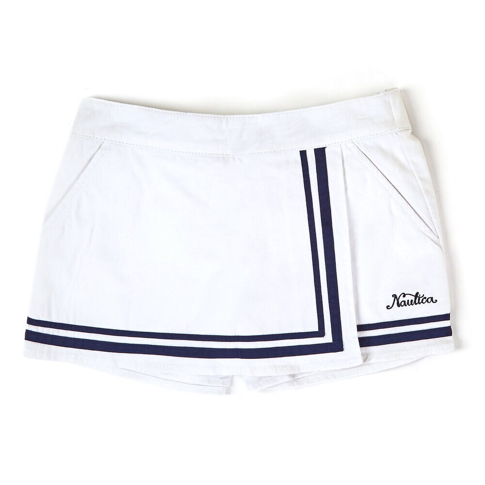 Toddler Girls' Striped Border Skort (2T-4T),Antique White Wash,large