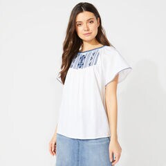 NAUTICA JEANS CO. EMBROIDERED TOP,Bright White,large