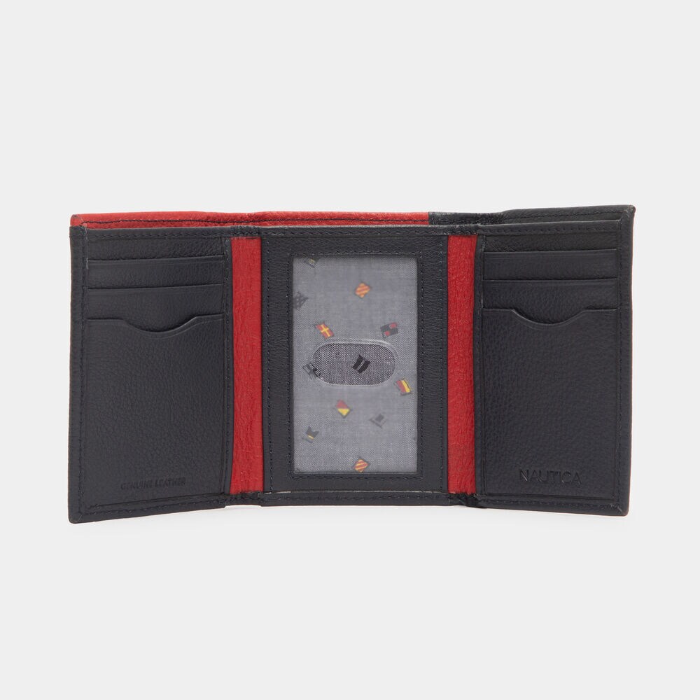 WILDER LEATHER TRIFOLD WALLET,Navy,large