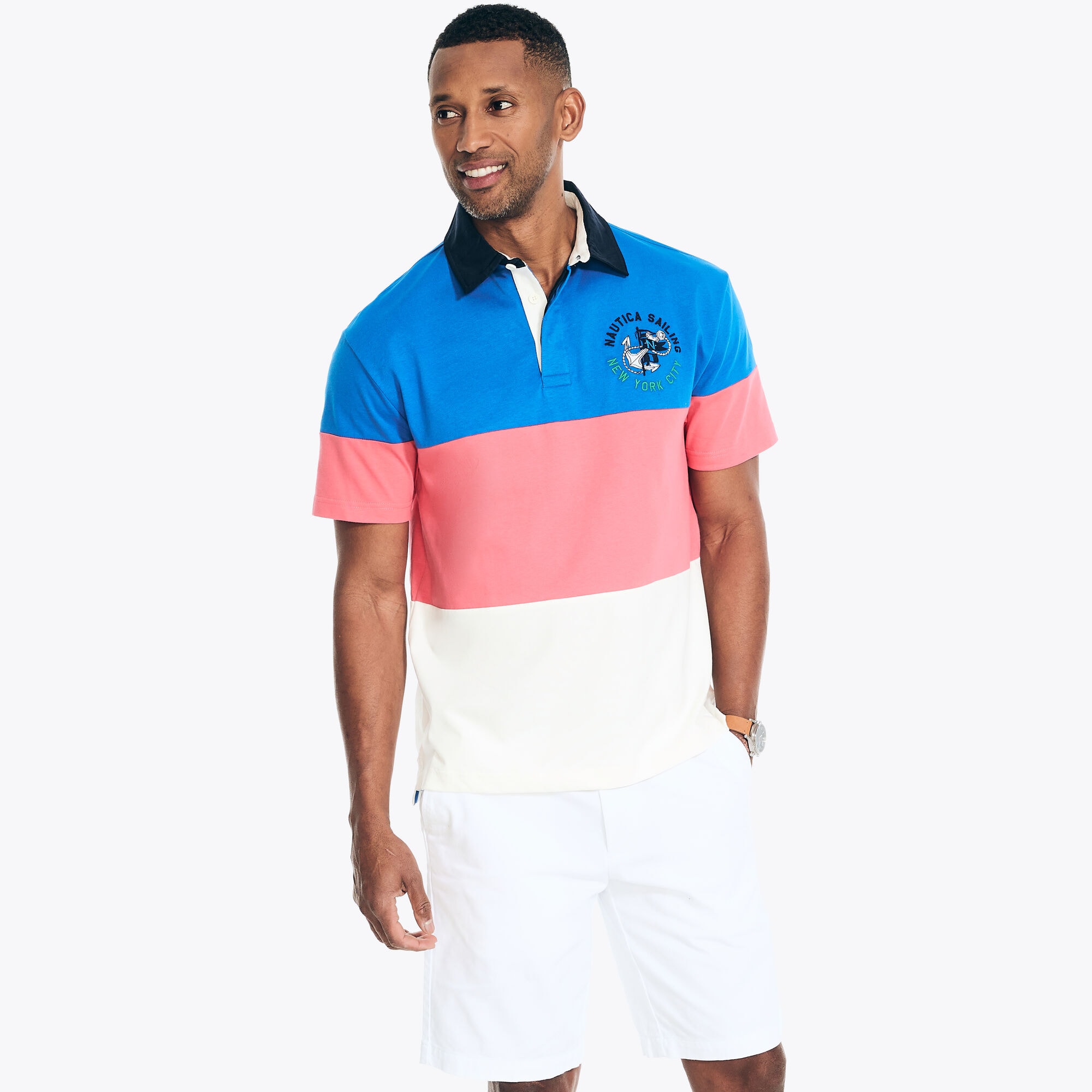 RELAXED FIT RUGBY POLO SHIRT,True Navy,large