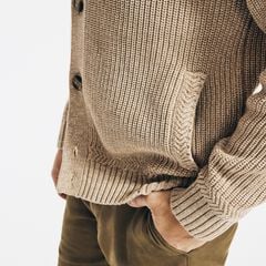 TEXTURED BUTTON CARDIGAN,Tuscany Tan,large