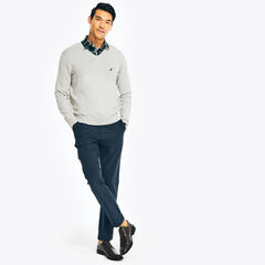 NAVTECH V-NECK SWEATER,Grey Heather,large