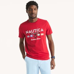 Sailing Crew Graphic T-Shirt,Nautica Red,large
