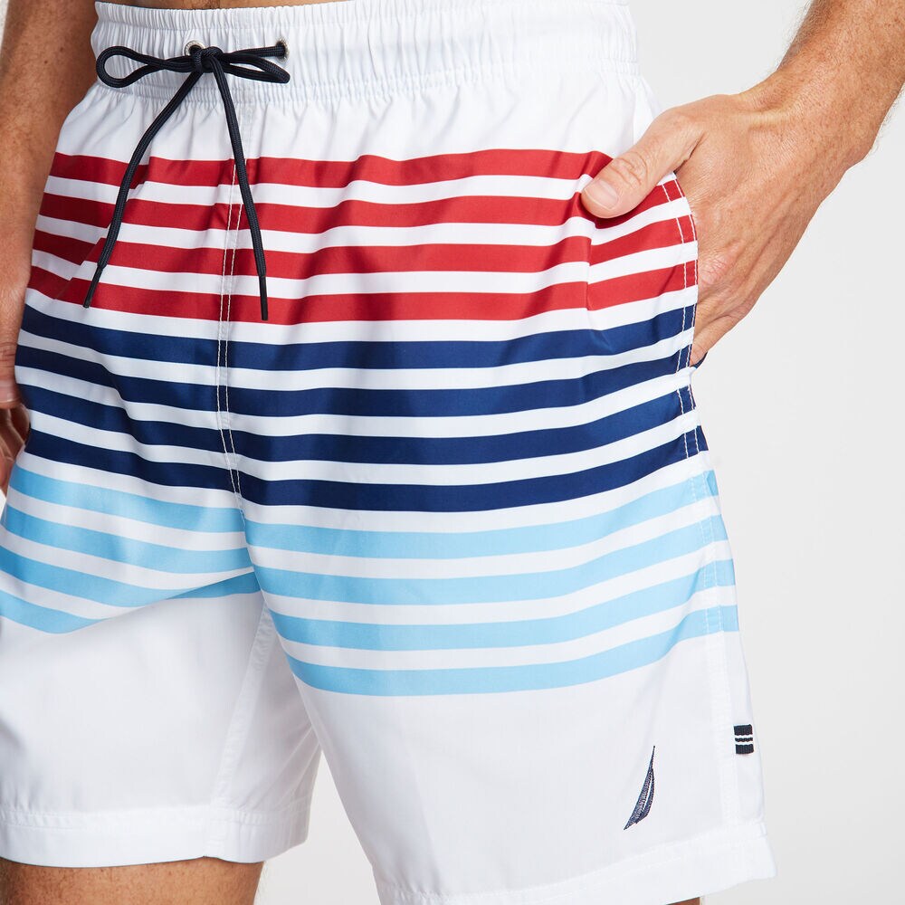 8" MIXED STRIPE SWIM TRUNK,Bright White,large