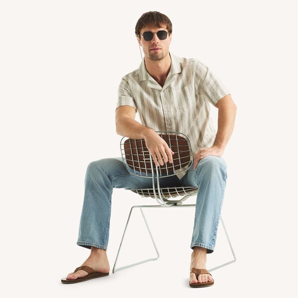 Striped Short-Sleeve Camp Shirt