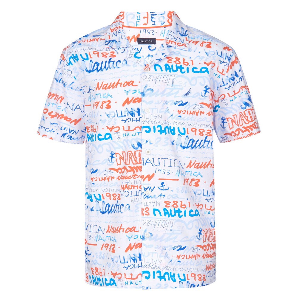 LITTLE BOYS' MARCELO ALL OVER PRINTED SHORT SLEEVE WOVEN SHIRT (4 - 7),Livng Coral,large