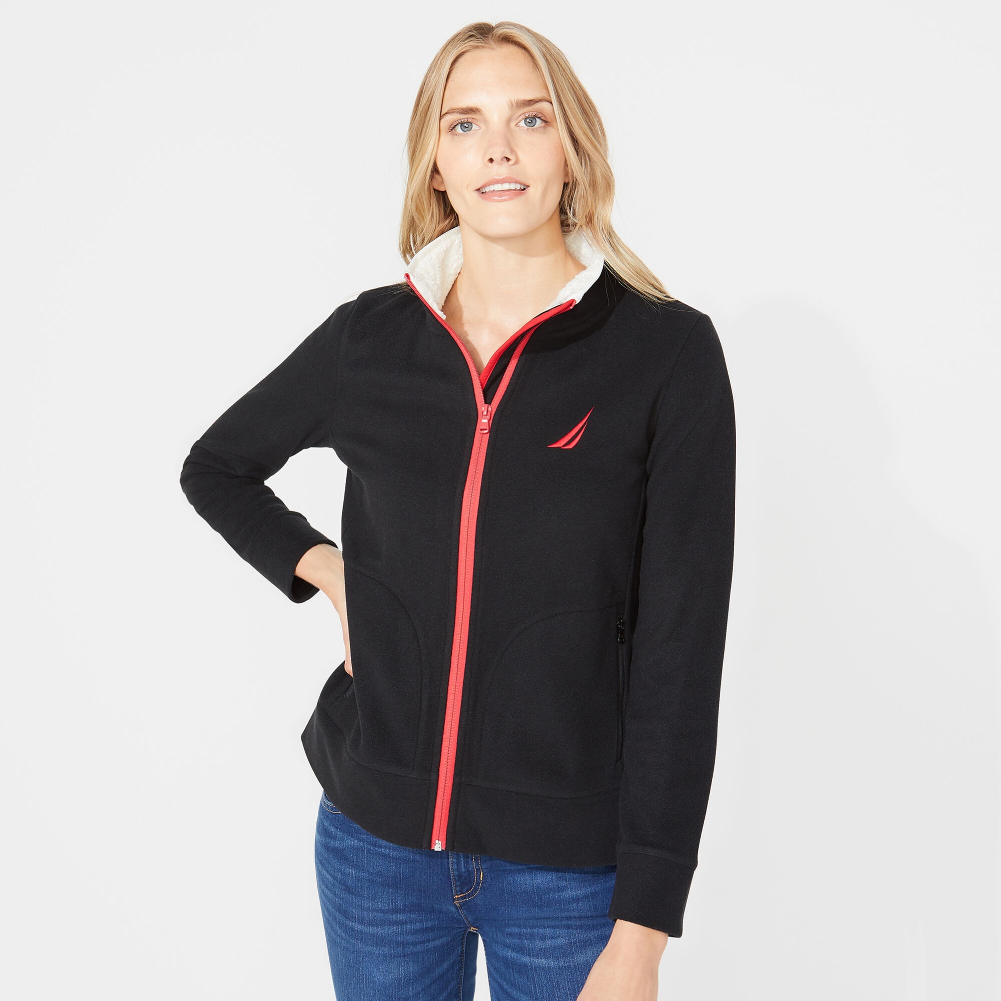 FULL ZIP NAUTEX FLEECE JACKET,True Black,large