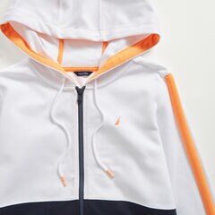 COLORBLOCK FULL-ZIP HOODIE,Bright White,large