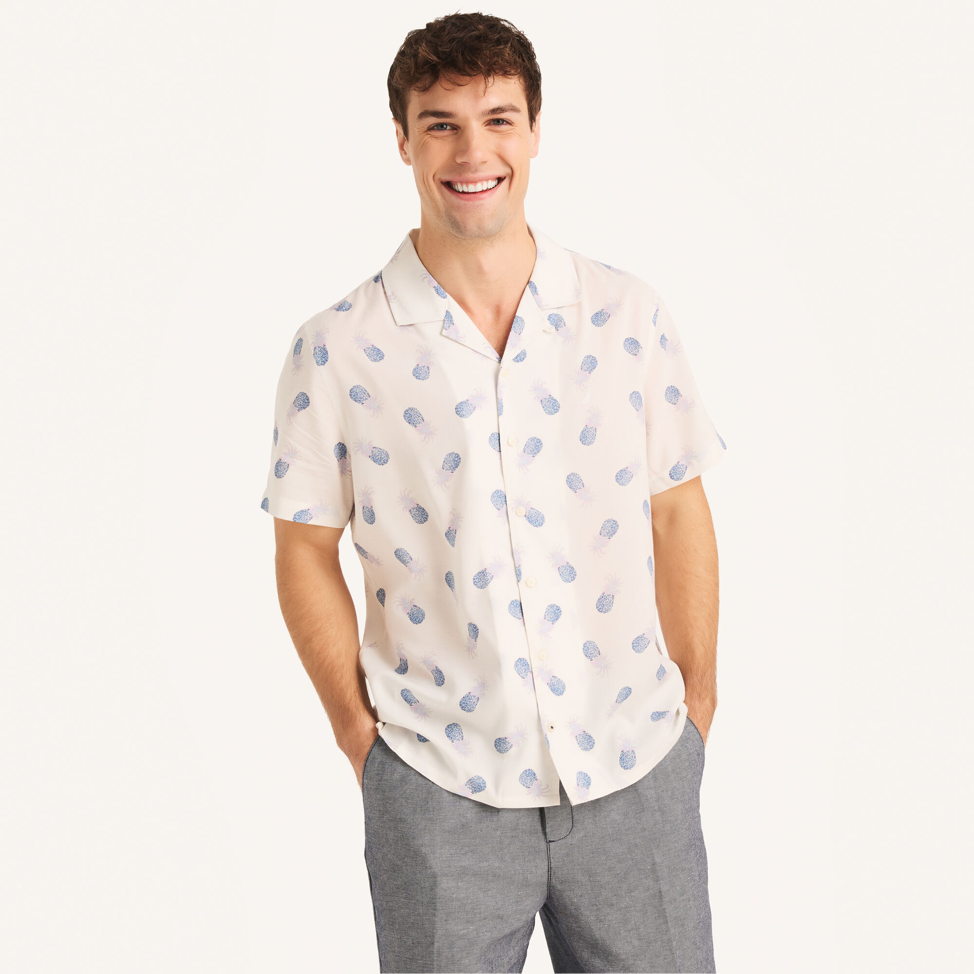 Miami Vice x Nautica Short-Sleeve Camp Shirt,Sail White,large