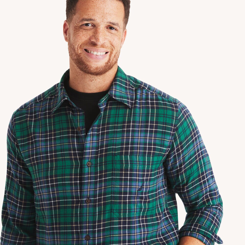 Big & Tall Plaid Shirt,Navy,large