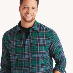 Big & Tall Plaid Shirt,Navy,large
