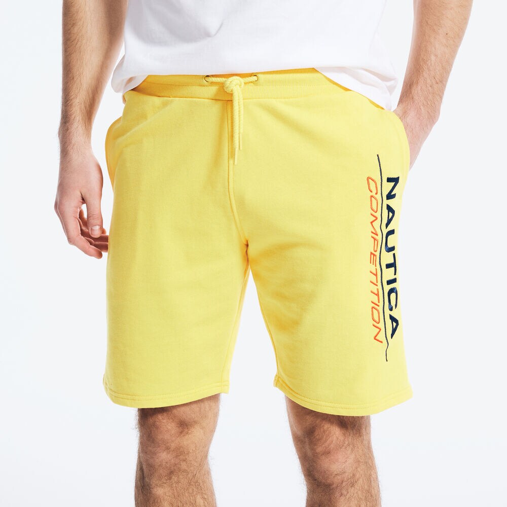 COMPETITION SIDE LOGO FLEECE SHORT,Old Gold,large