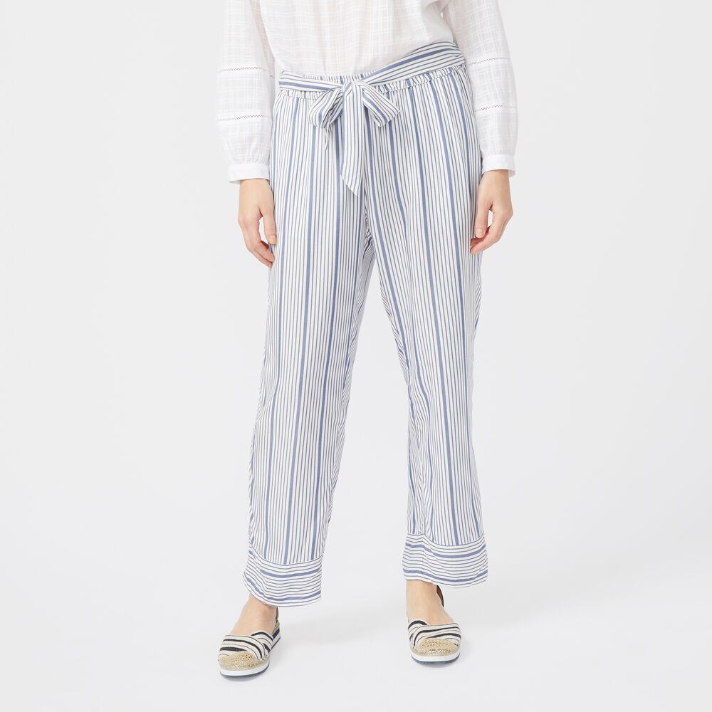 STRIPE SIDE TIE PANTS,Bright White,large