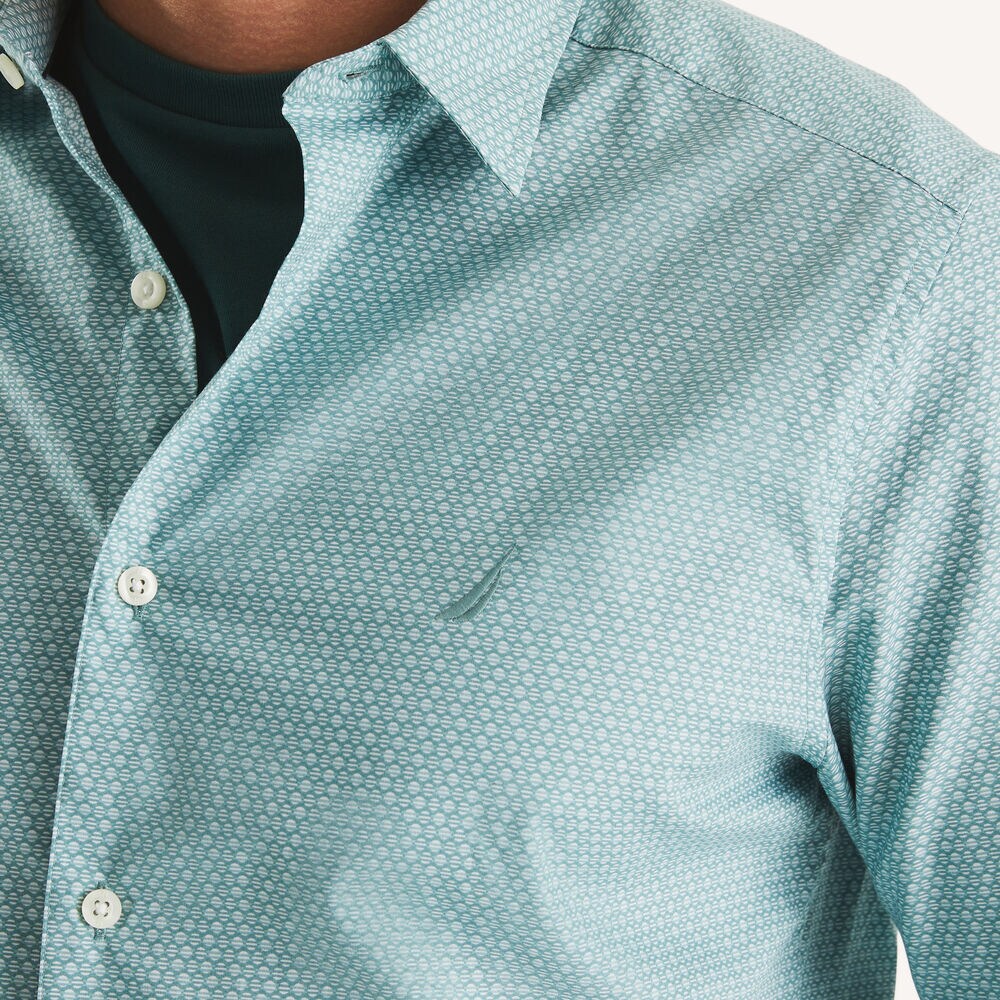 Classic Fit Wrinkle-Resistant Printed Shirt,Gecko Green,large