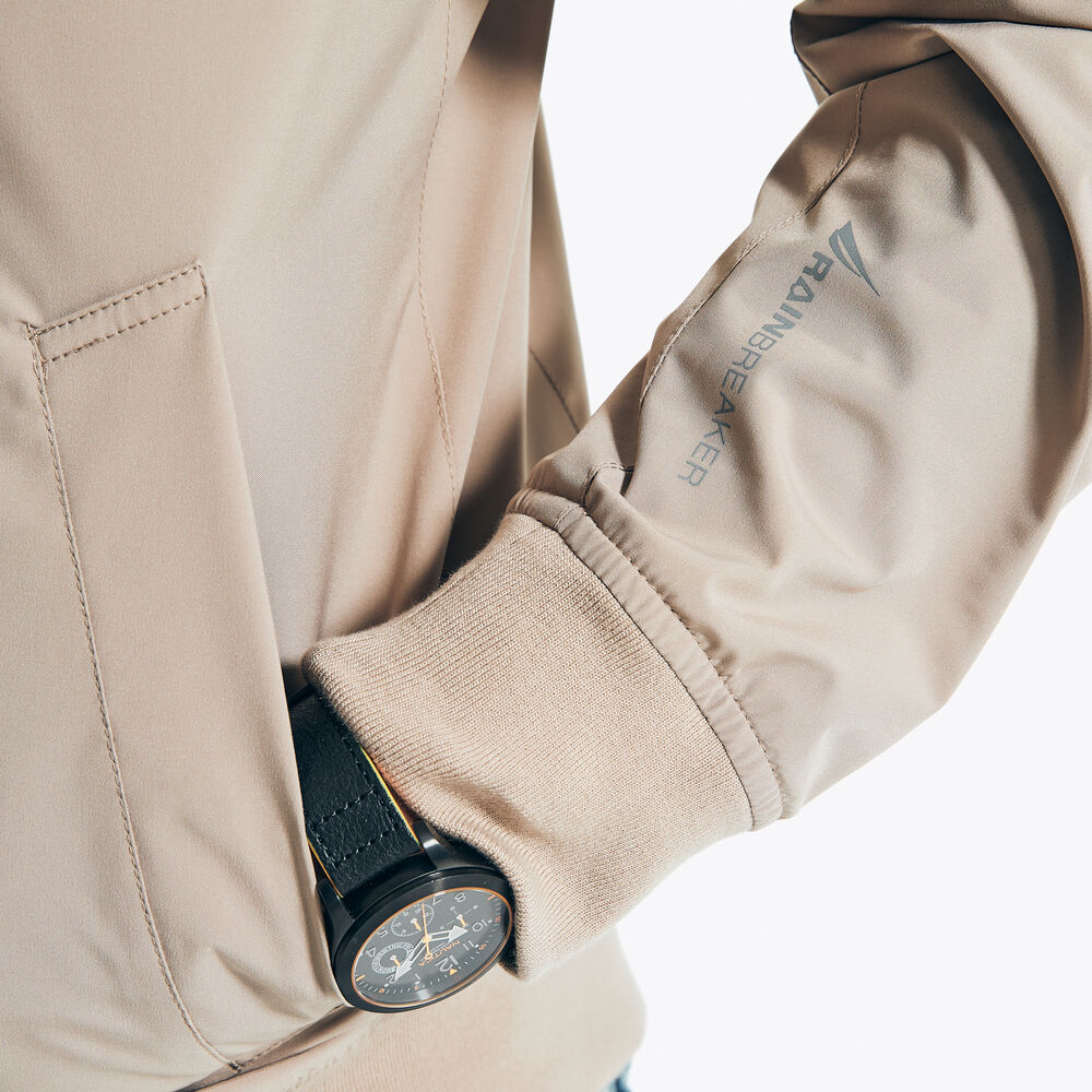 LIGHTWEIGHT RAINBREAKER BOMBER JACKET,True Khaki,large