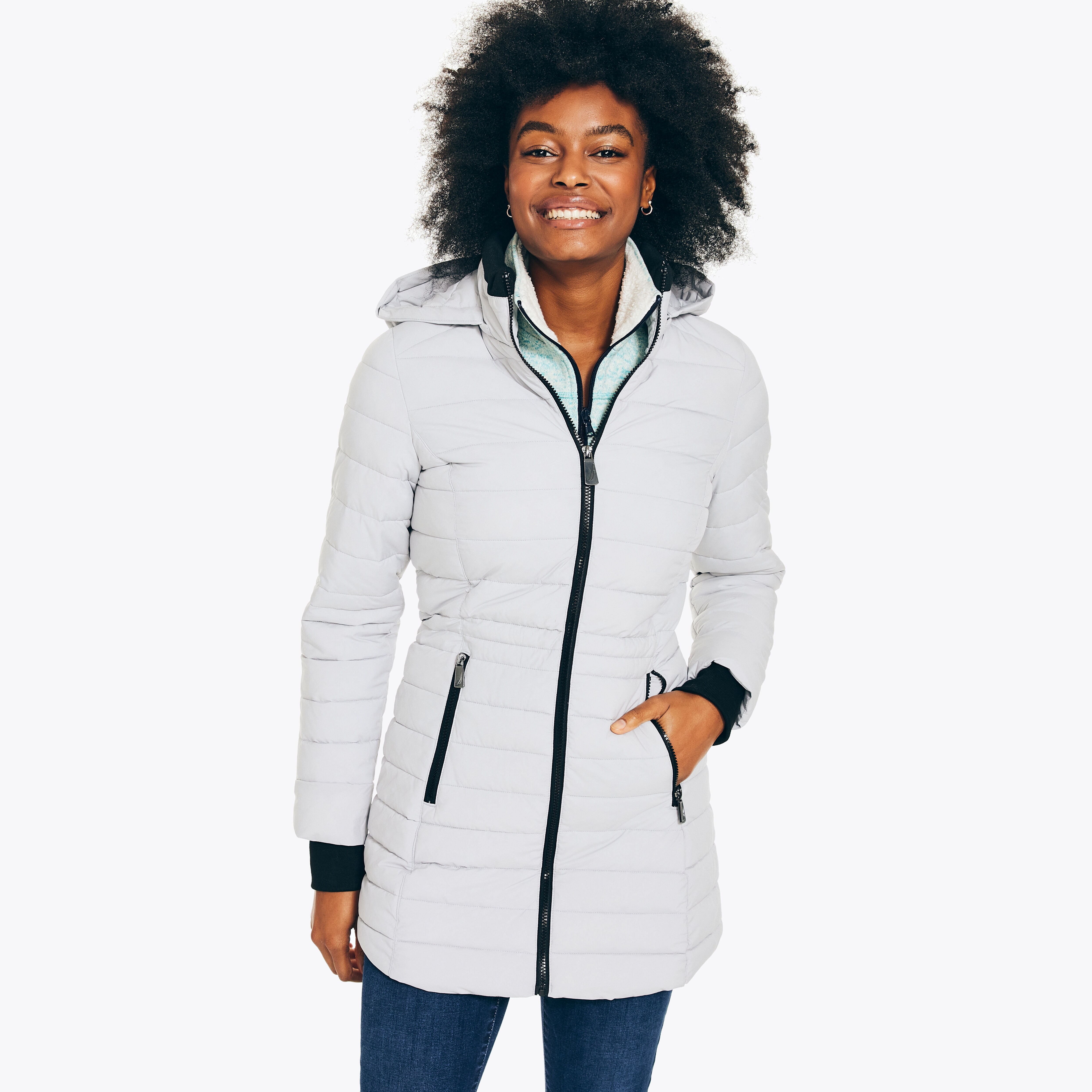 KNIT-TRIM PUFFER JACKET | Nautica