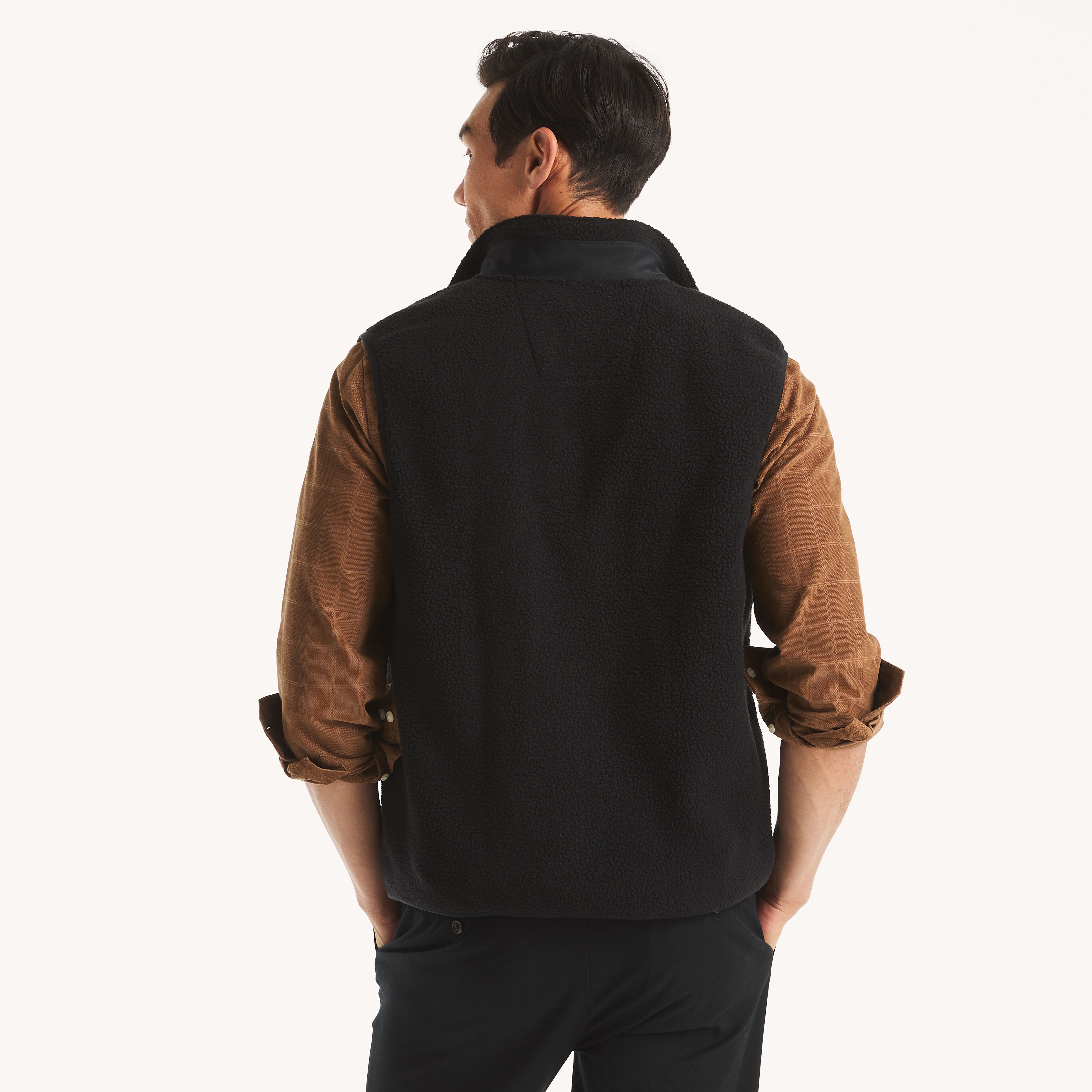 Faux Shearling Full-Zip Mixed Media Vest | Nautica