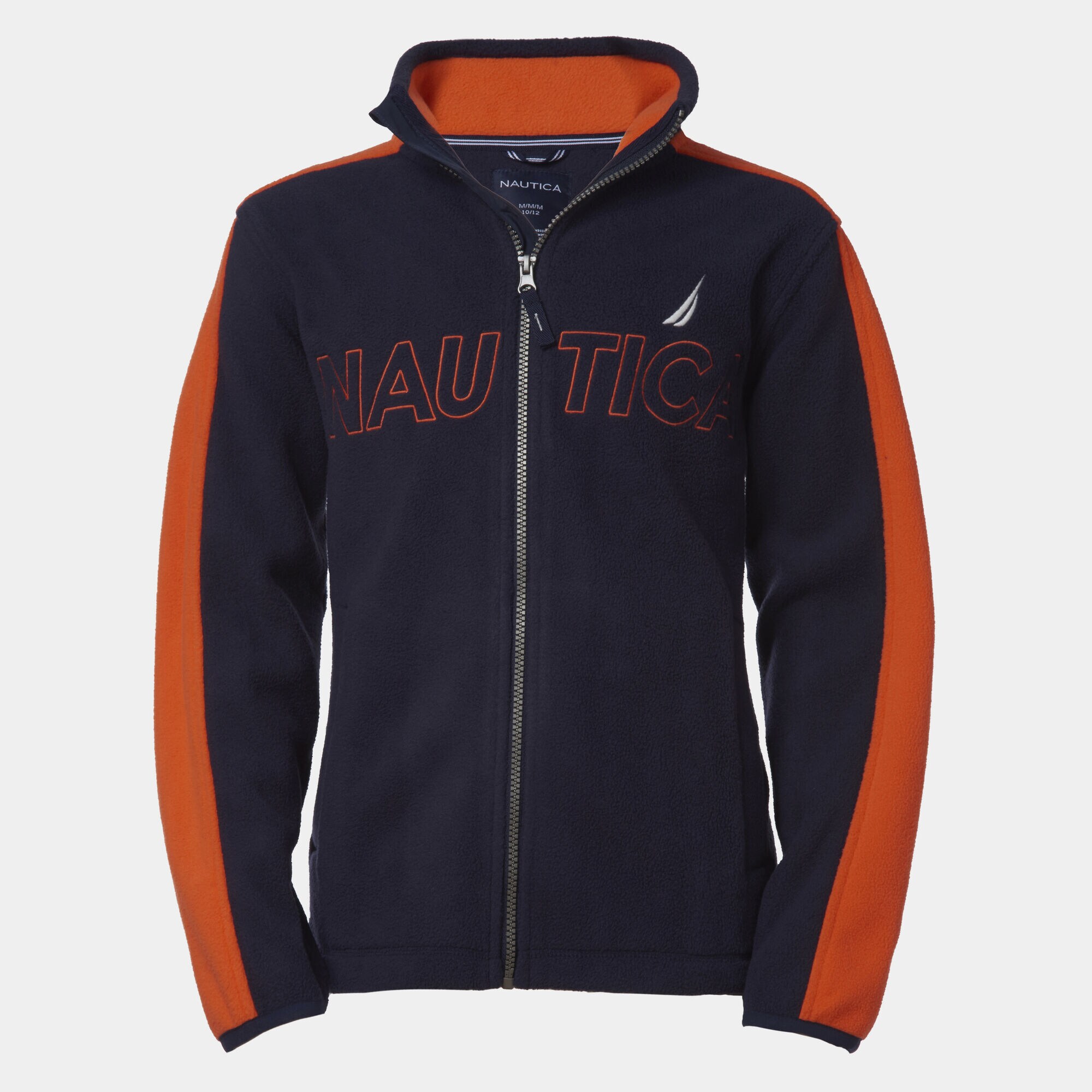 BOYS' COLORBLOCK LOGO FULL-ZIP FLEECE (8-20),Workshirt Blue,large