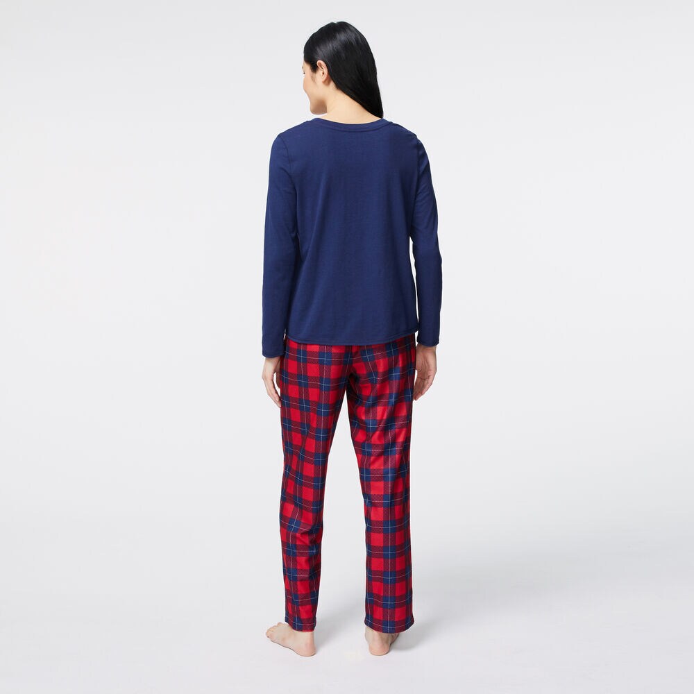 WOMEN'S PLAID FAMILY PAJAMA SET,Lure Red,large