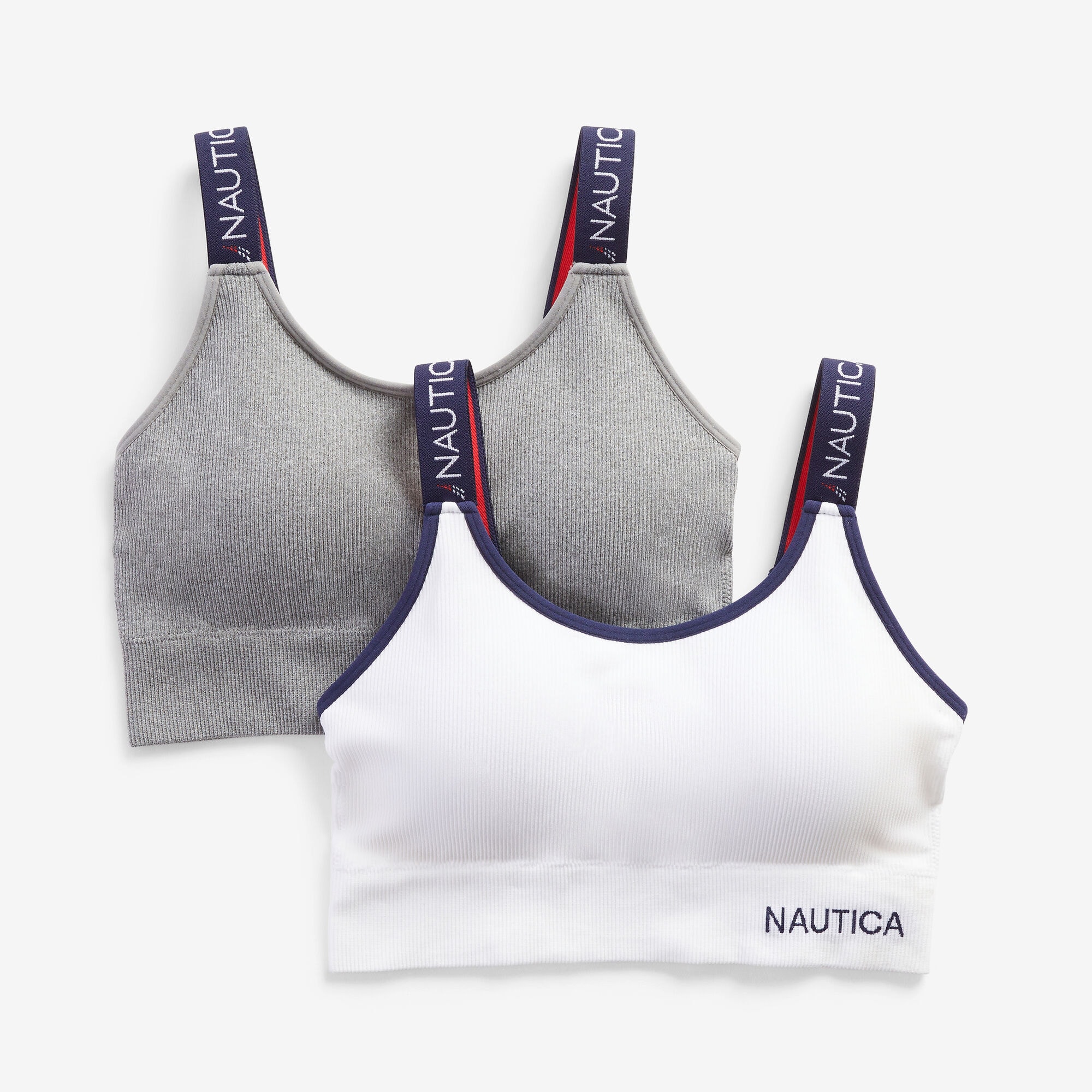 RIBBED SEAMLESS RACERBACK BRALETTE, 2-PACK,Antique White Wash,large