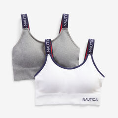 RIBBED SEAMLESS RACERBACK BRALETTE, 2-PACK,Antique White Wash,large