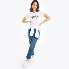 SEQUIN LOGO GRAPHIC T-SHIRT,Bright White,large