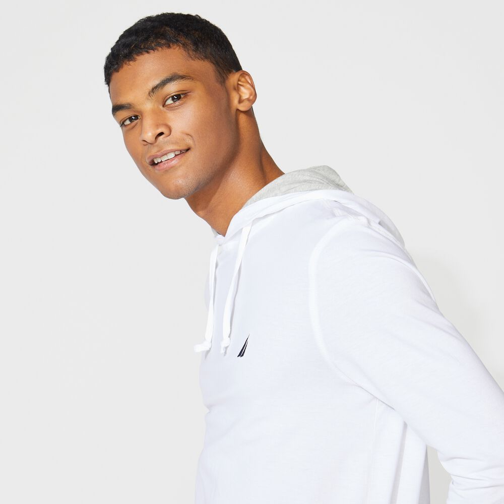 BRAND ICON T-SHIRT HOODIE,Bright White,large
