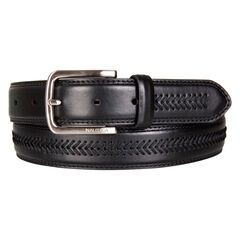 Lace-Trimmed Leather Belt,Black,large