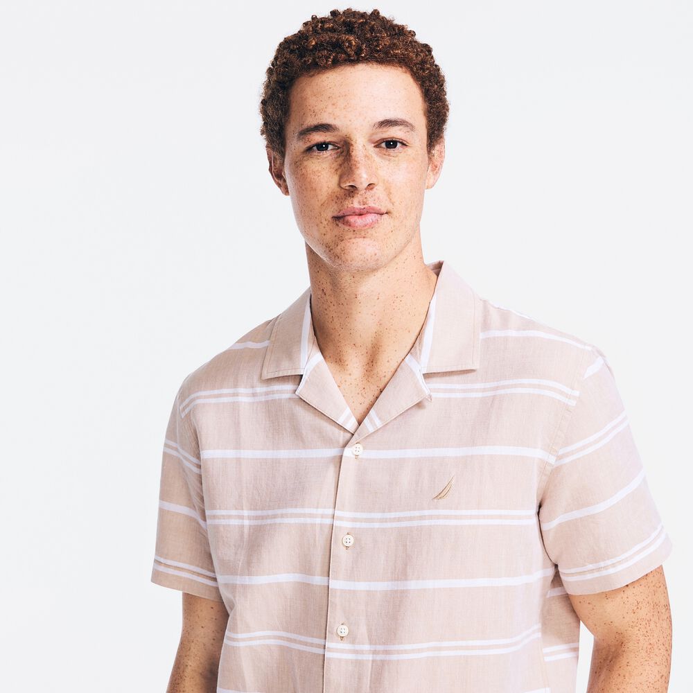 LINEN SHORT-SLEEVE SHIRT,Tuscany Tan,large