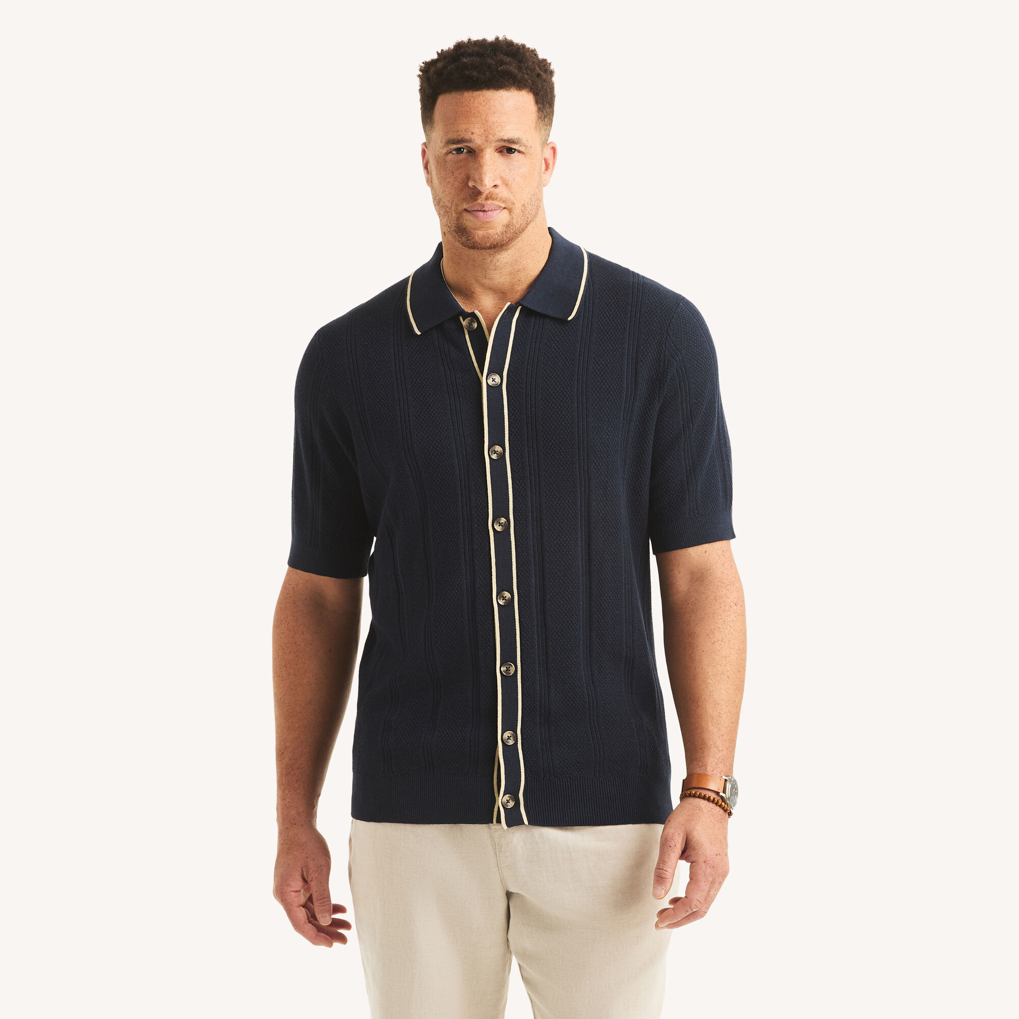 Big & Tall Buttoned Sweater Polo,Stellar Blue Heather,large