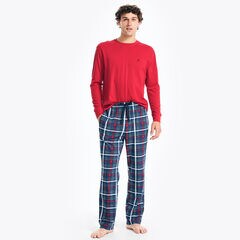 PLAID PAJAMA PANT SET,Nautica Red,large