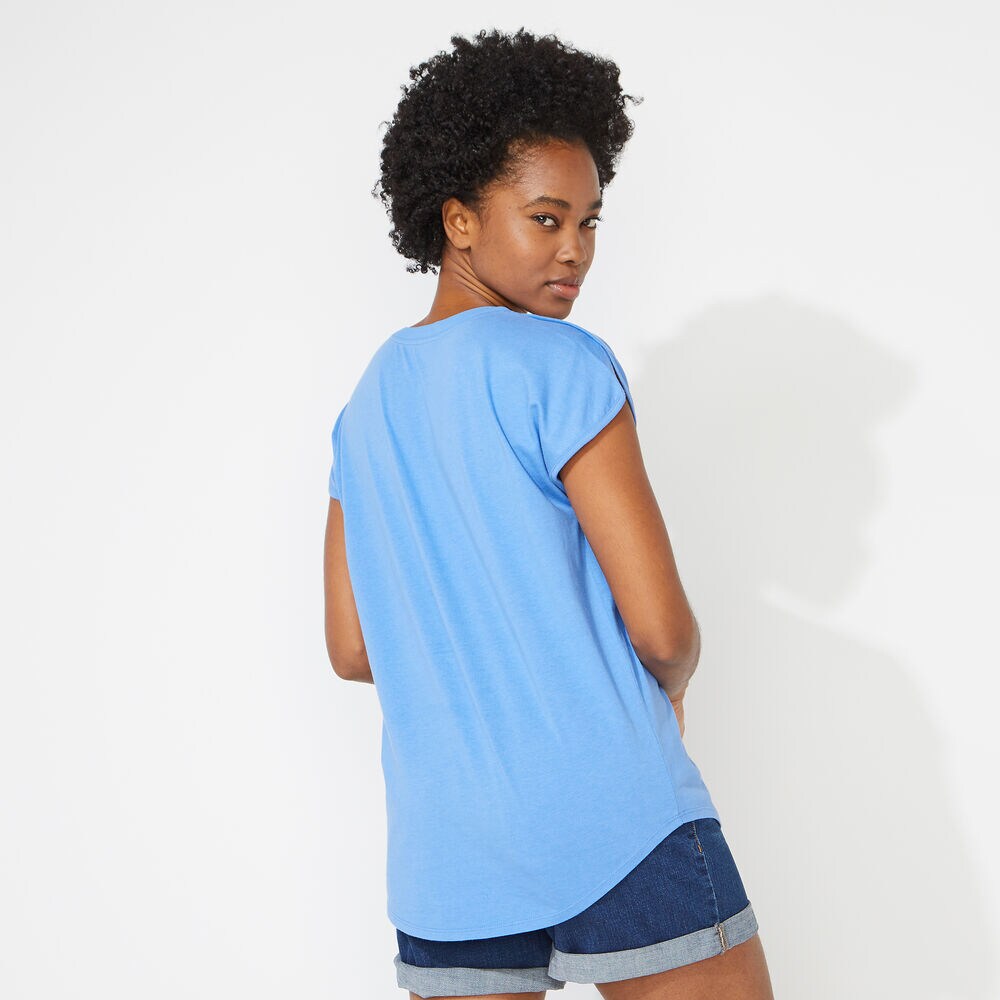 TRAPUNTO V-NECK HENLEY TOP,Blue Stern,large