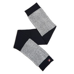 Marled Scarf with Logo Patch,Navy,large