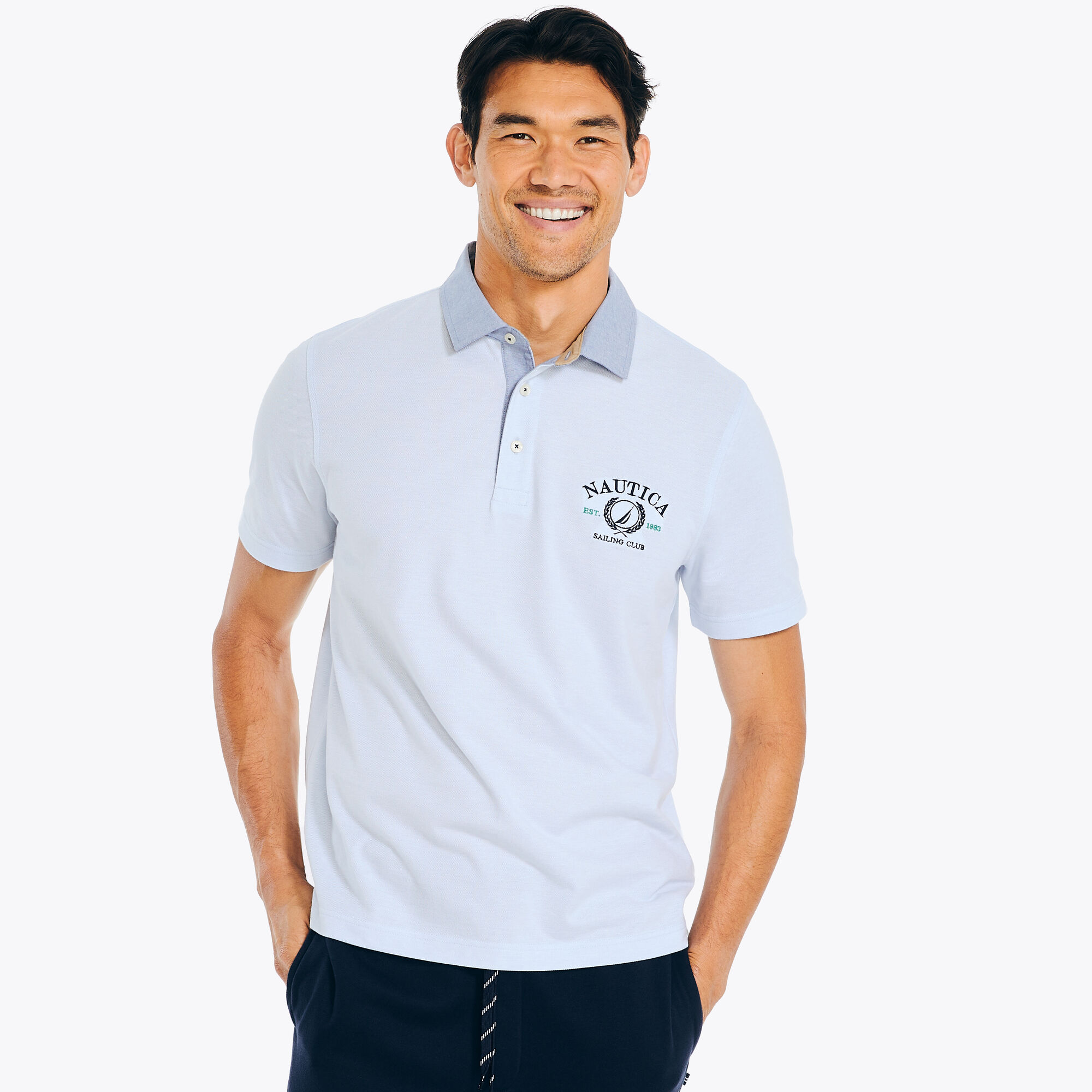 Classic Fit Oxford Polo,Crystal Bay Blue,large