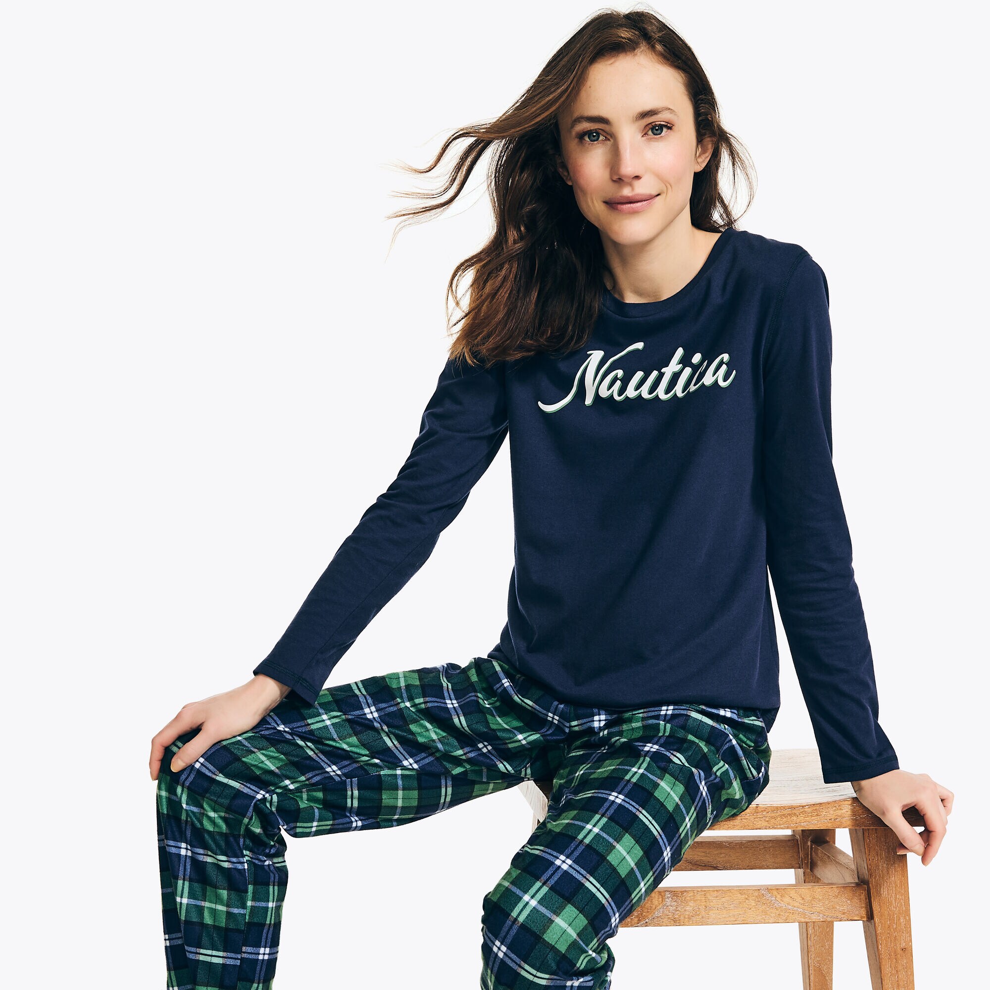 Women's Family Plaid Pajama Pant Set,Green Apple,large