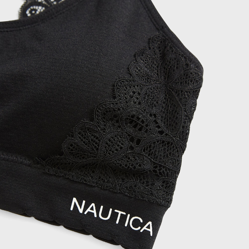 EMBROIDERED LACE BRA, 2-PACK,True Black,large