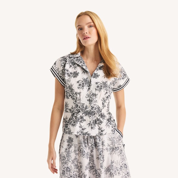 Printed Fitted Short-Sleeve Shirt