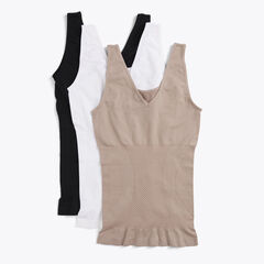 JACQUARD SHAPING TANK, 3-PACK,Dark Brown Heather,large