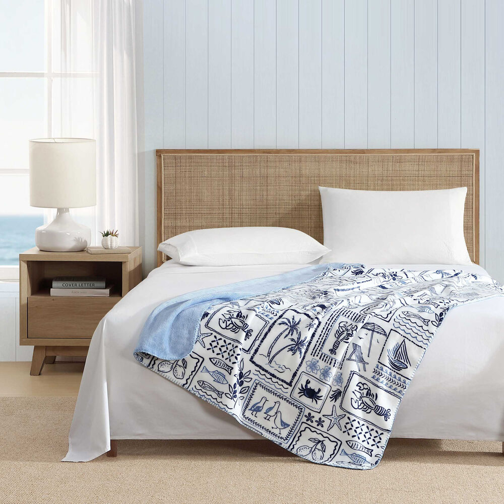 Beach Collage 50" X 70" Throw Blanket,Pure Deep Bay Wash,large